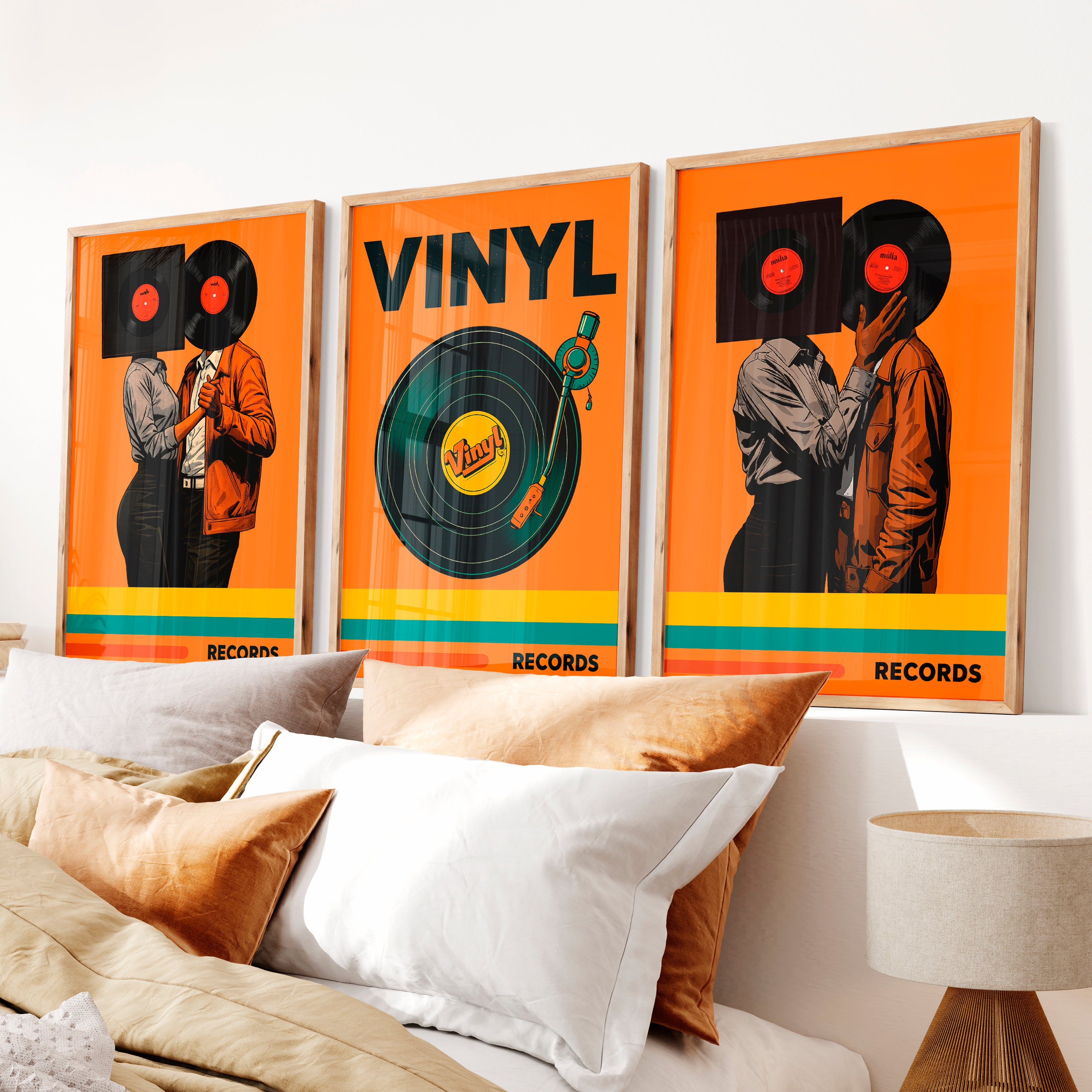Vinyl Dance wall decor retro artwork - Natural Wood Framed Poster No Border - Artworksets