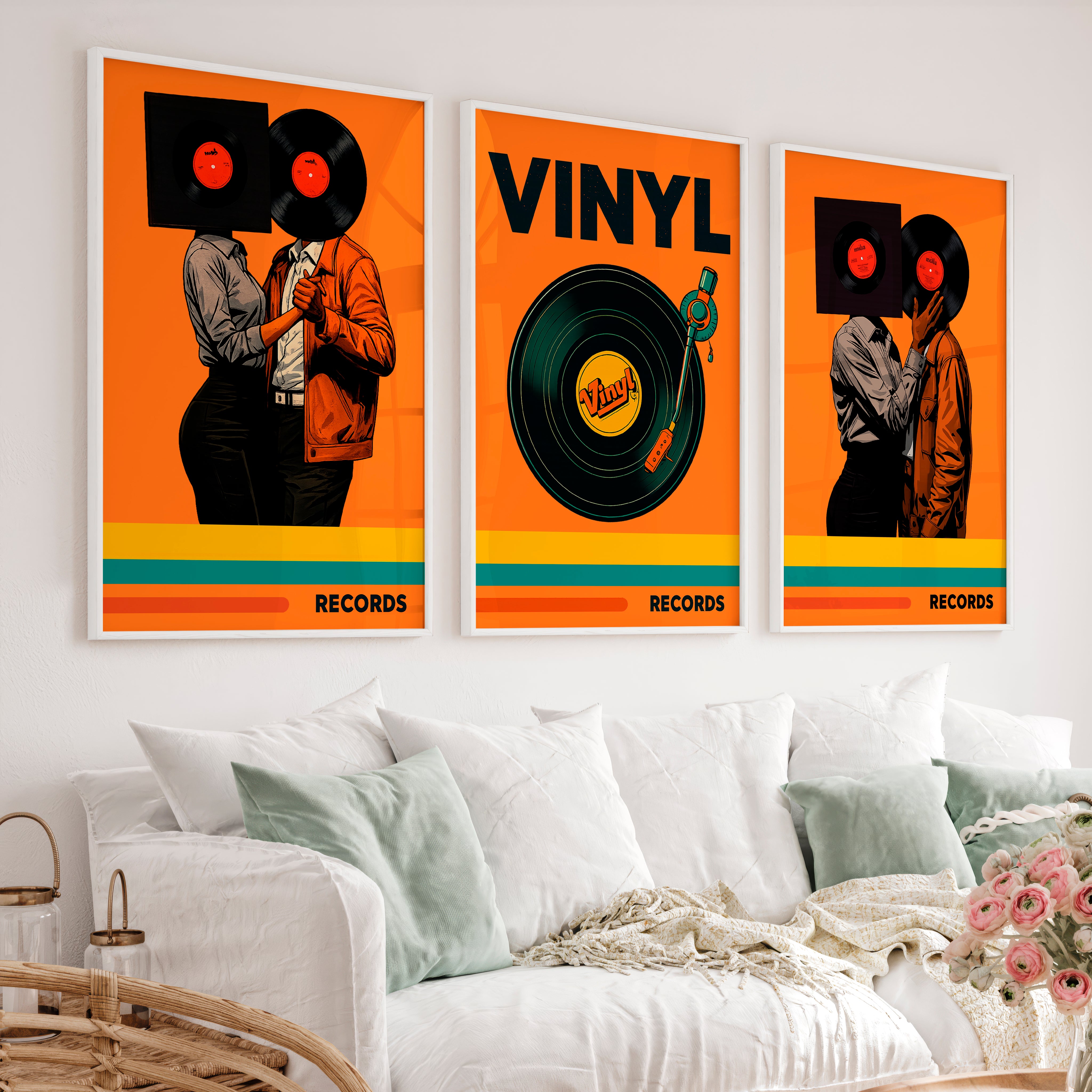 Vinyl Dance wall decor retro artwork - White Framed Poster No Border - Artworksets