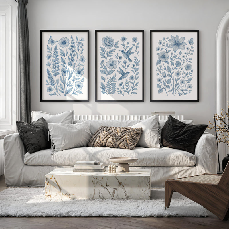 Wall Floral Art – Wall Art Set of 3

 - Black Framed Poster No Border - Artworksets