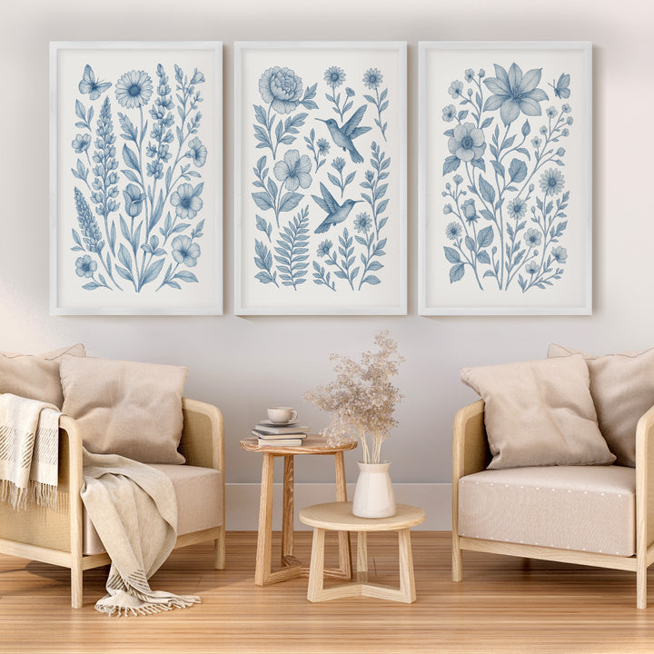 Wall Floral Art – Wall Art Set of 3

 - White Framed Poster No Border - Artworksets