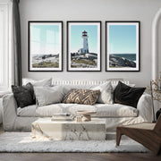 Rocky Coast Lighthouse wall nautical decor - Black Framed Poster with White Border - Artworksets