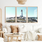 Rocky Coast Lighthouse wall nautical decor - Natural Wood Framed Poster No Border - Artworksets