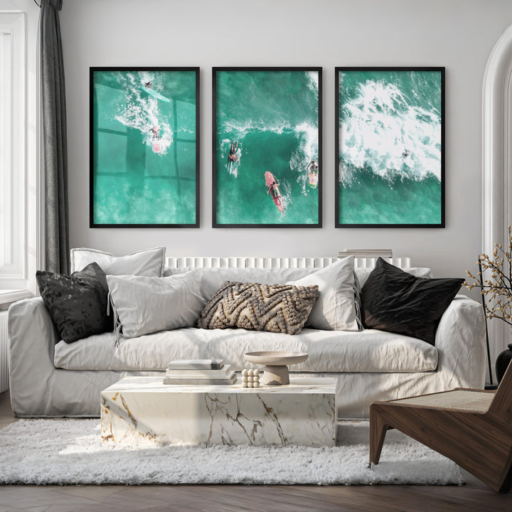 Aerial Surfboards Wall Nautical Decor - Black Framed Poster No Border - Artworksets