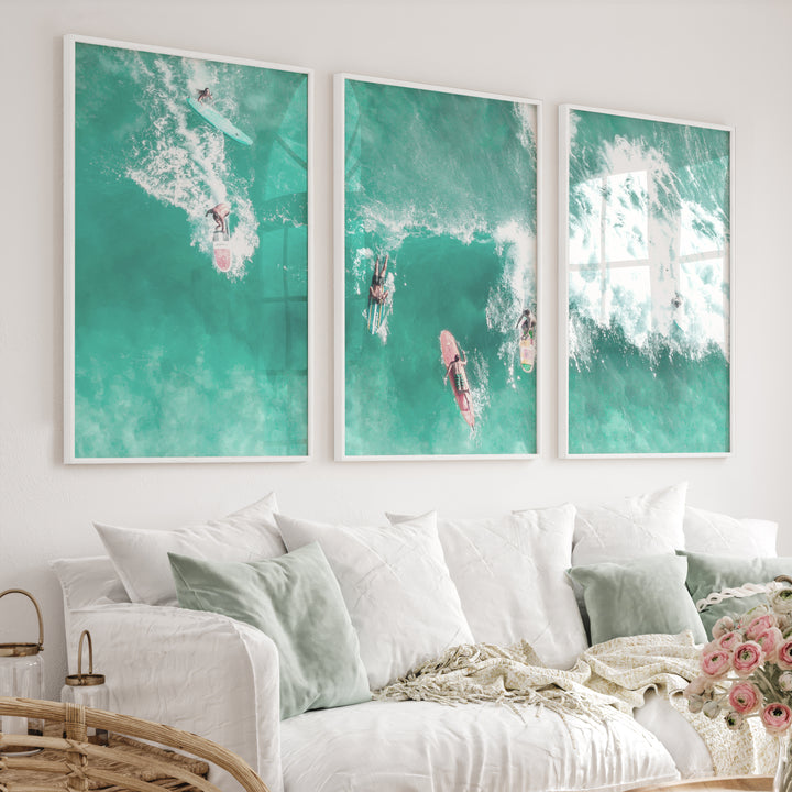 Aerial Surfboards Wall Nautical Decor - White Framed Poster No Border - Artworksets
