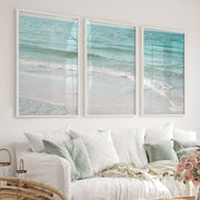 Clear Shoreline wave print - White Framed Poster No Border - Artworksets