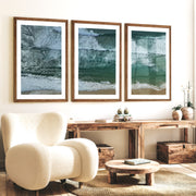 Aerial Beach waves art print - Dark Brown Framed Poster with White Border - Artworksets
